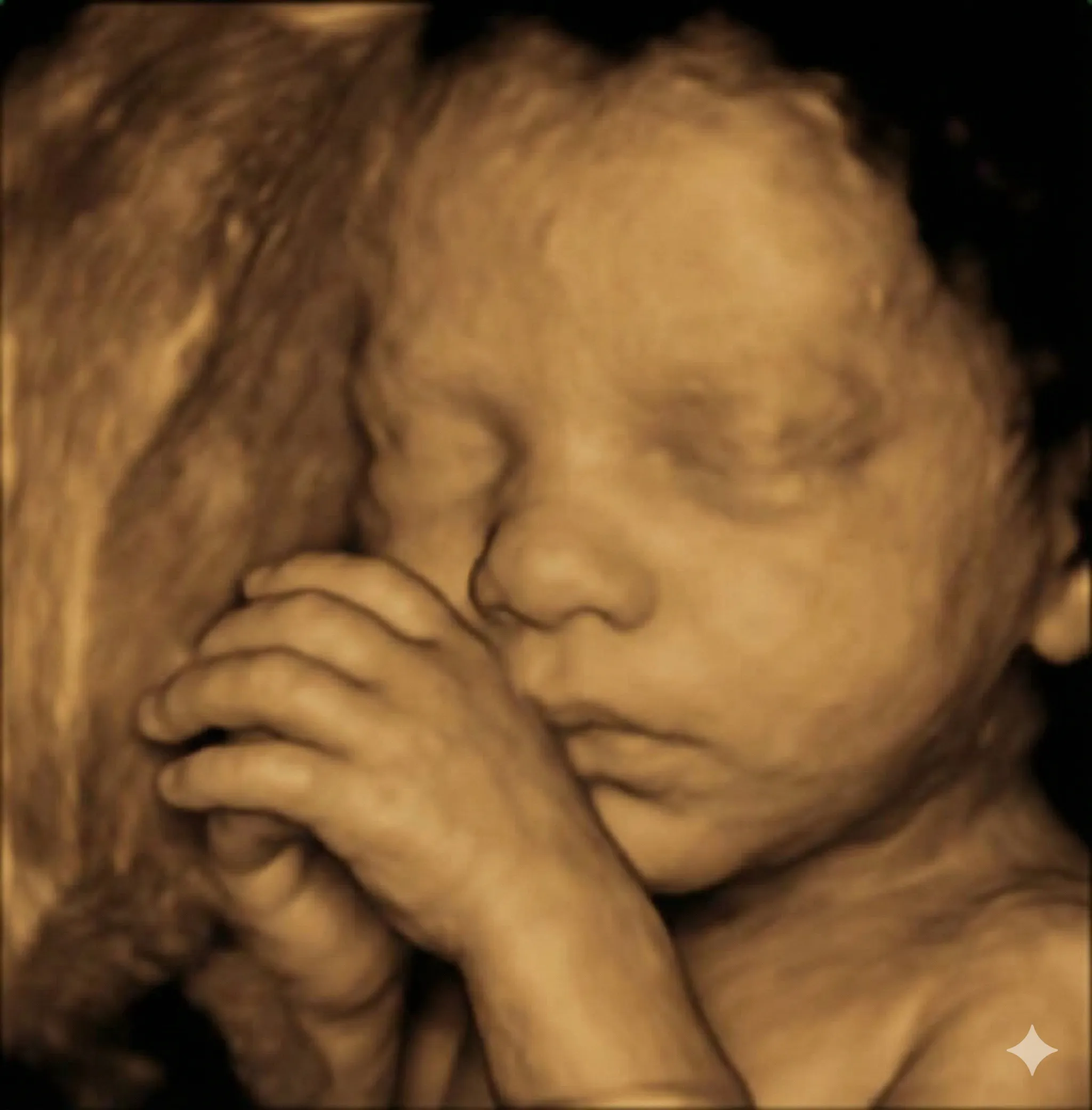 3D ultrasound scan showing side profile of baby